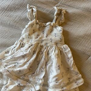 Noralee Cream Floral Ruffle Strap Kids Dress